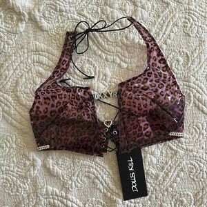 Dolls Kill Yung Reaper Catty N’ Bratty Leopard Top